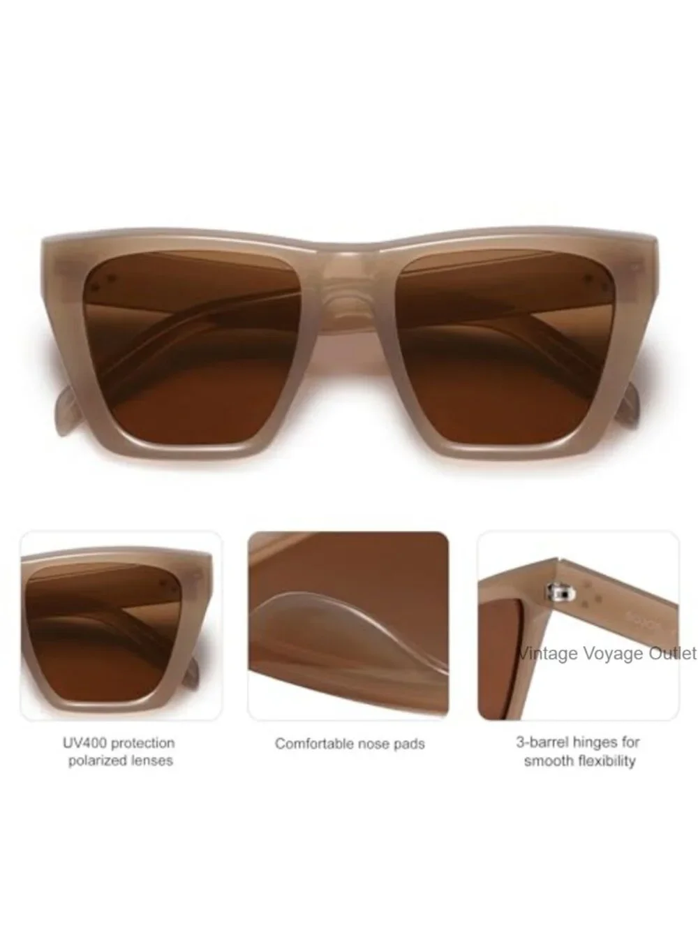 Oversized Square Cat Eye Polarized Sunglasses UV400 Protection for Women